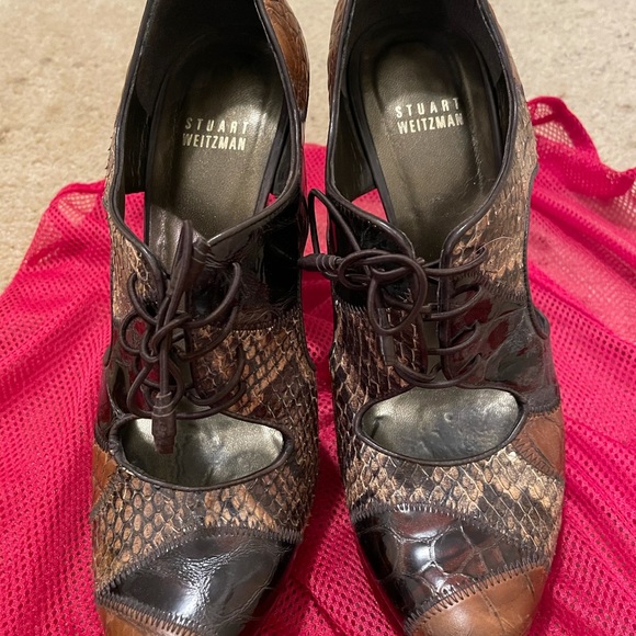 Brown-multi leather Stuart Weitzman heels. Sz. 8 - Picture 3 of 7